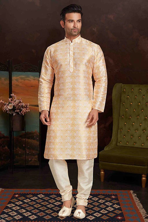 LighT Yellow Colour Kurta Pajama In Malai Silk KP1210152
