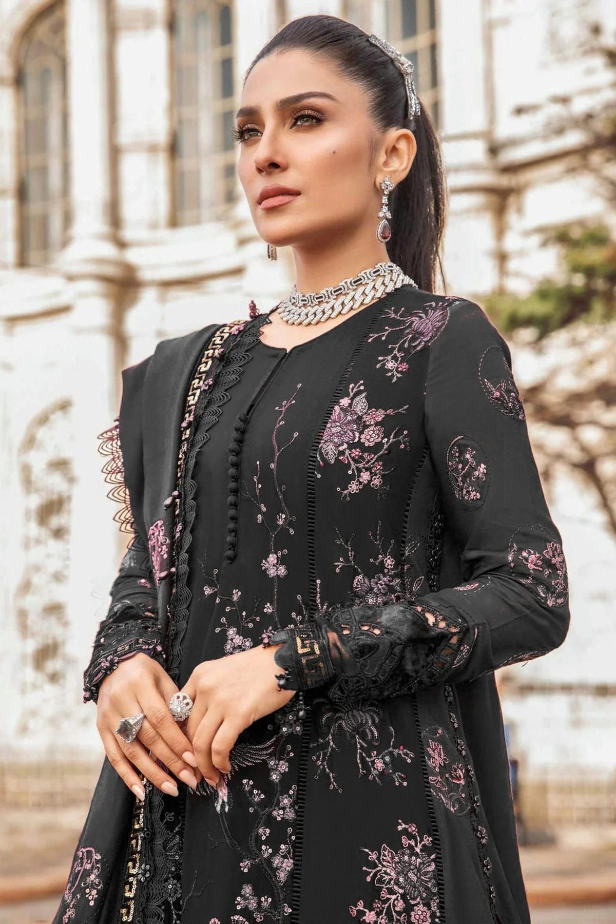 Light Black Colour Rayon Semi Stitched Pakistani Suit SM1250149 A