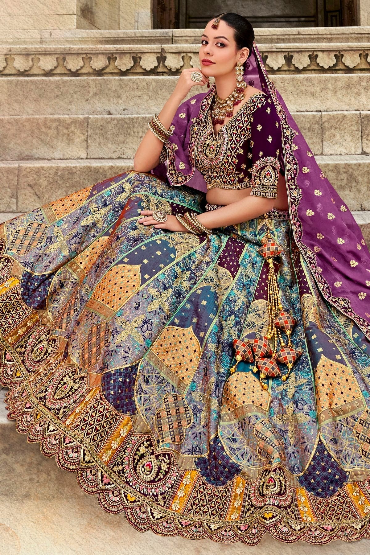 Light Blue Colour Banarasi Silk Bridal Lehenga Choli LC1290100 A
