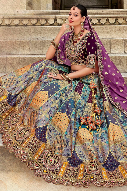 Light Blue Colour Banarasi Silk Bridal Lehenga Choli LC1290100 A