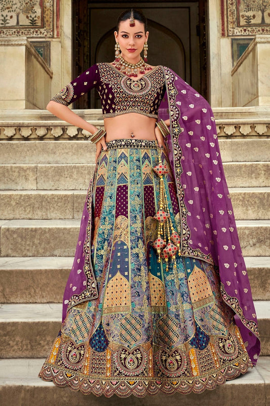 Light Blue Colour Banarasi Silk Bridal Lehenga Choli LC1290100