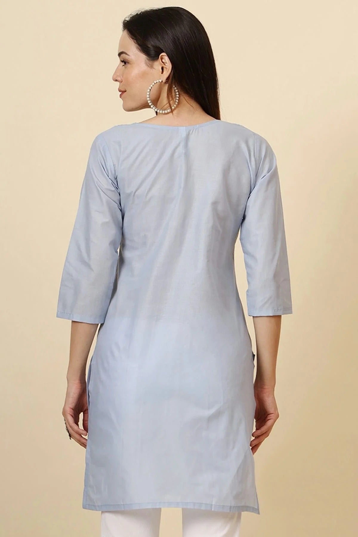 Light Blue Colour Cotton Readymade Top TP1110879 A