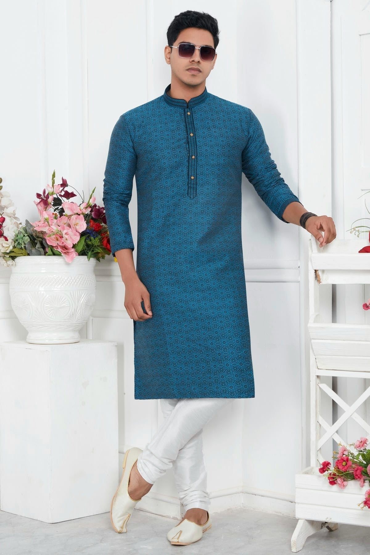 Light Blue Colour Jacquard Silk Brocade Kurta Pajama KP1230220 A