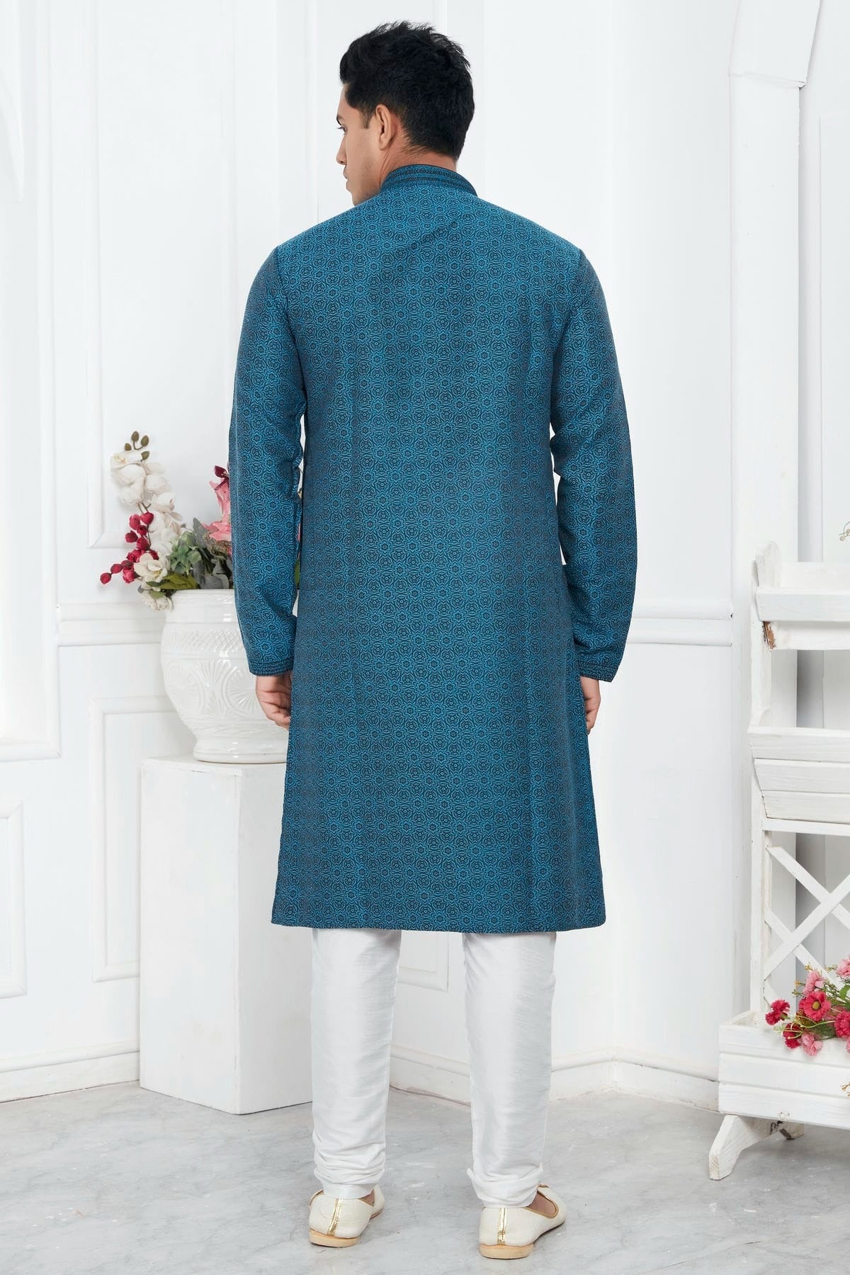 Light Blue Colour Jacquard Silk Brocade Kurta Pajama KP1230220 B