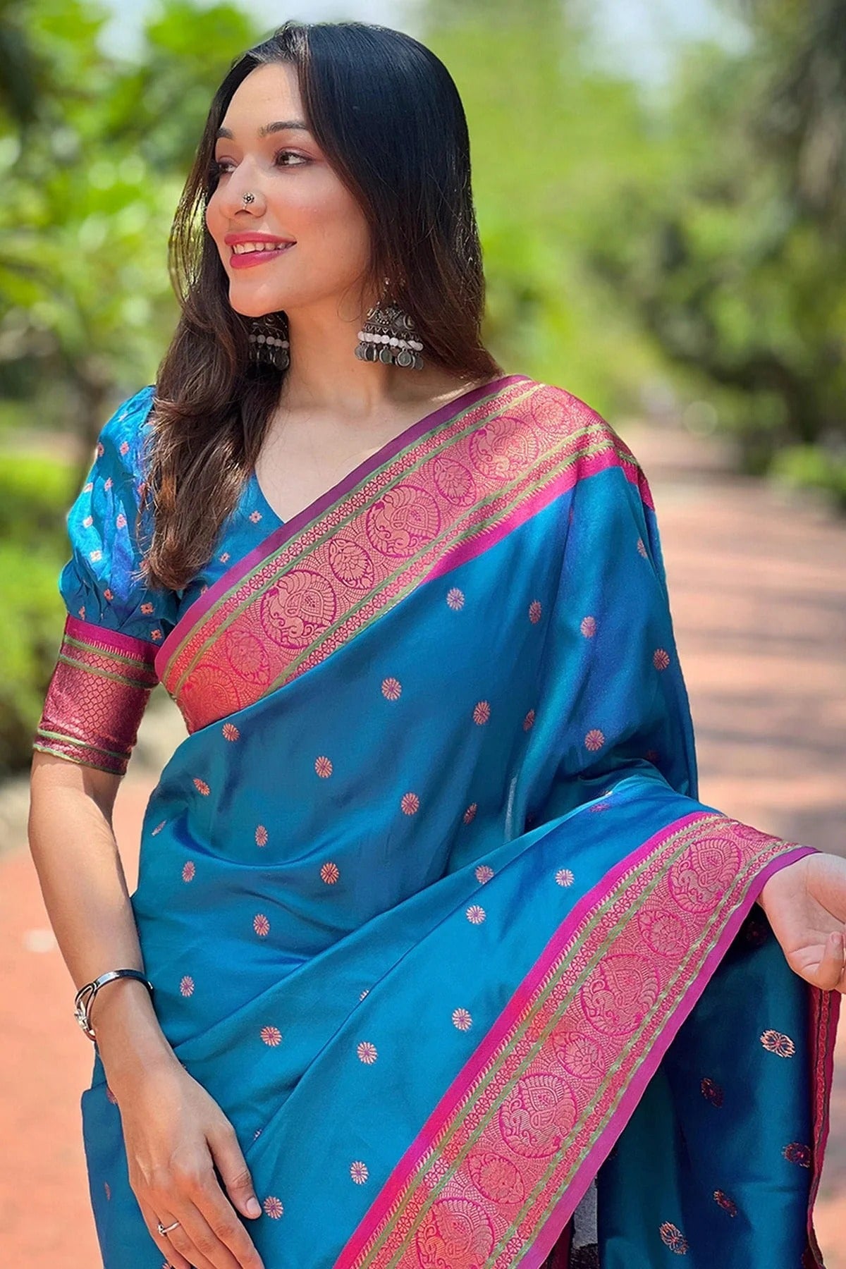 Light Blue Colour Paithani Silk Woven Work Saree SD1290013 A