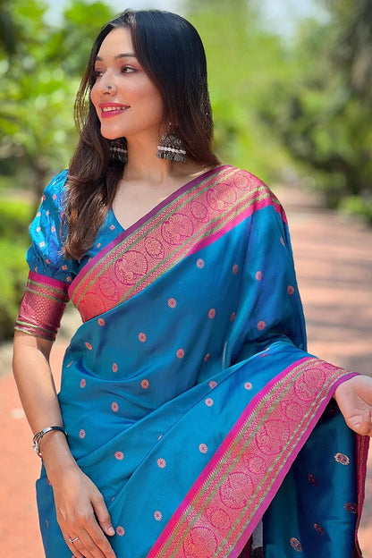 Light Blue Colour Paithani Silk Woven Work Saree SD1290013 A