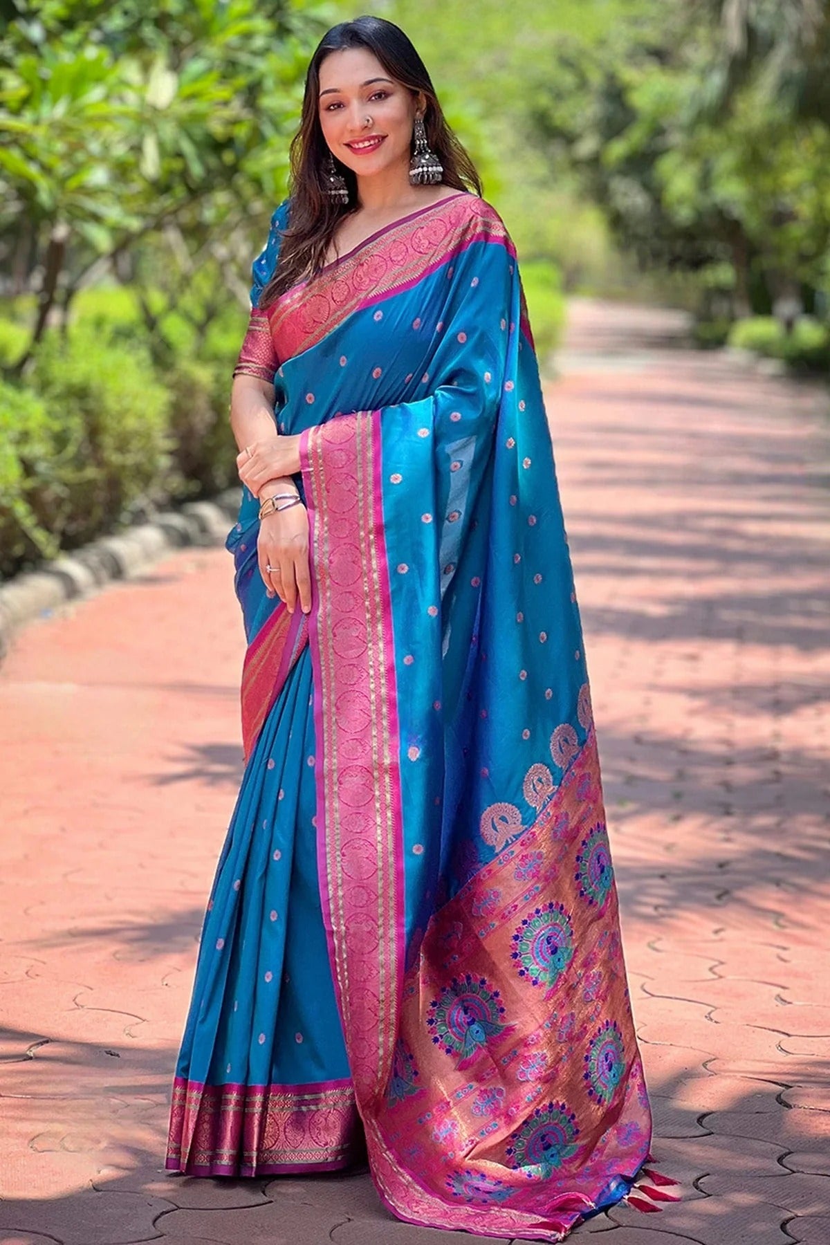 Light Blue Colour Paithani Silk Woven Work Saree SD1290013