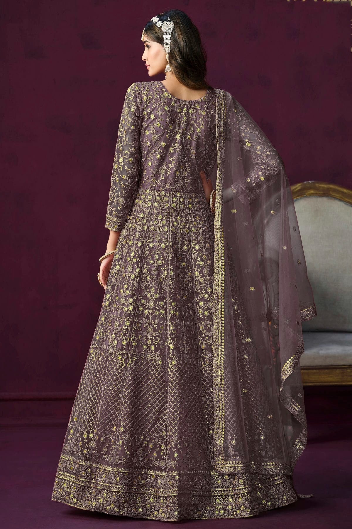Light Blue Colour Semi Stitched Net Anarkali Suit SM1050430 A