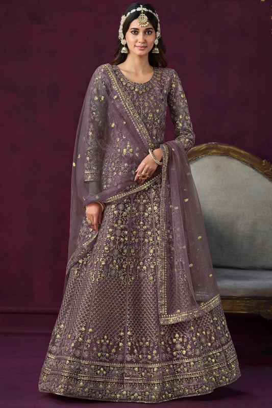 Light Blue Colour Semi Stitched Net Anarkali Suit SM1050430
