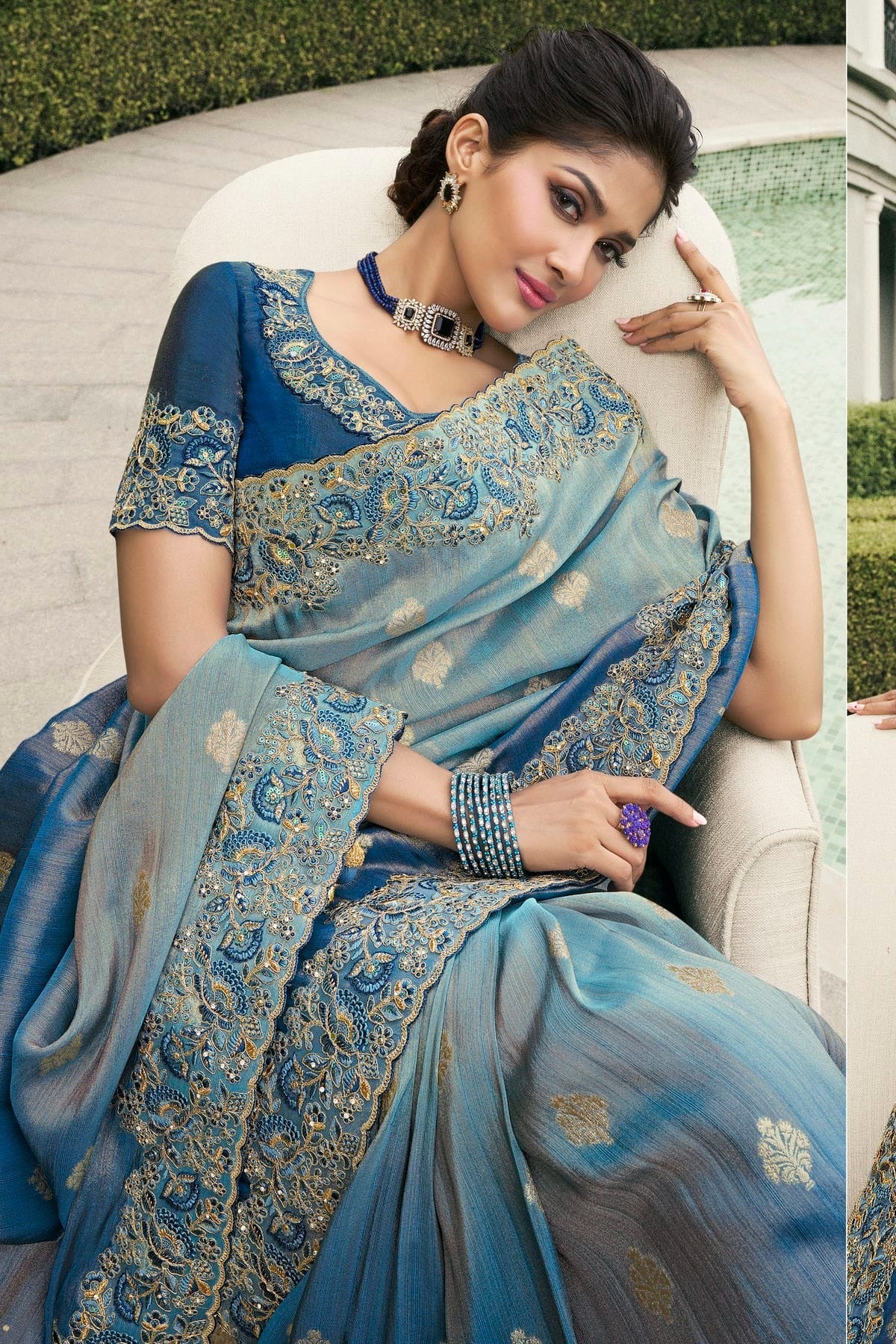 Light Blue Colour Tissue Silk Designer Saree SD1290232 A