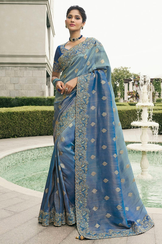 Light Blue Colour Tissue Silk Designer Saree SD1290232