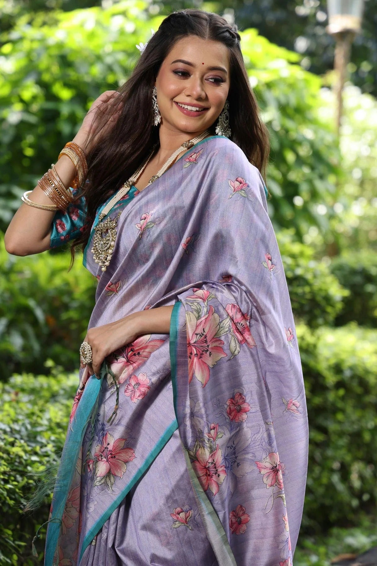 Light Blue Colour Tussar Silk Digital Printed Saree SD1290019 A
