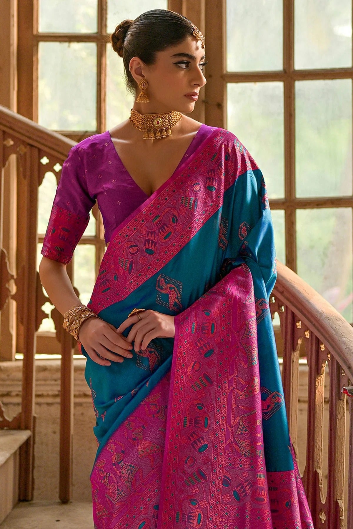 Light Blue Colour Woven Work Banarasi Silk Saree SD1260009 B