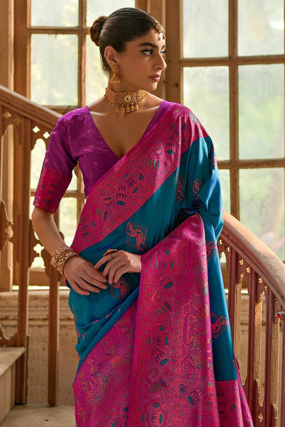 Light Blue Colour Woven Work Banarasi Silk Saree SD1260009 B