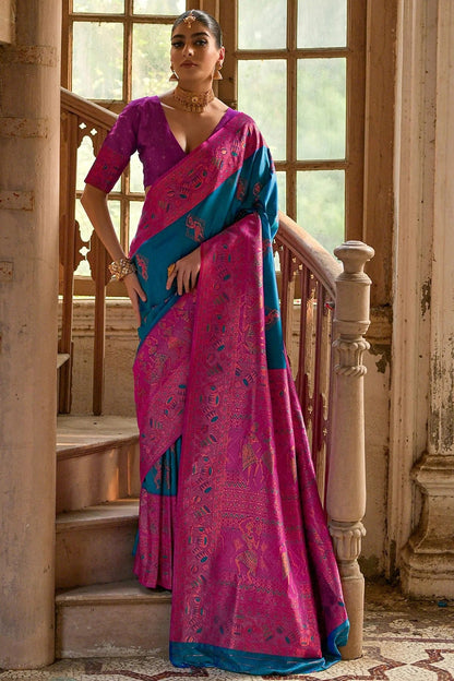 Light Blue Colour Woven Work Banarasi Silk Saree SD1260009
