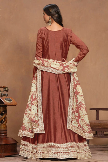 Light Brown Colour Art Silk Anarkali Suit SM1050571 A