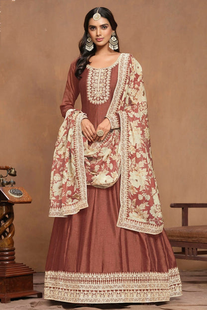Light Brown Colour Art Silk Anarkali Suit SM1050571