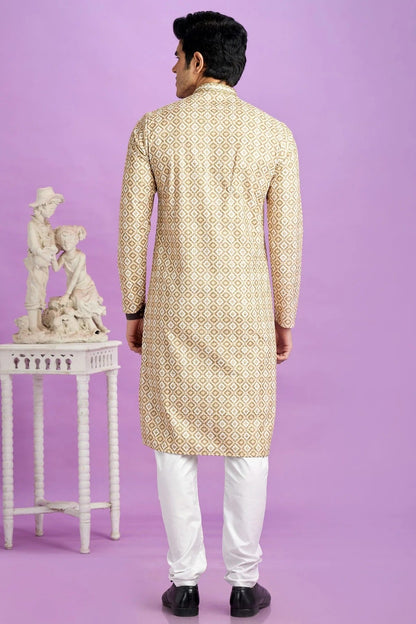 Light Brown Colour Cotton Pintex Work Kurta Pajama KP1230189 B