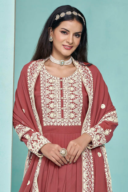 Light Brown Colour Faux Georgette Palazzo Pant Suit SM1050563 A