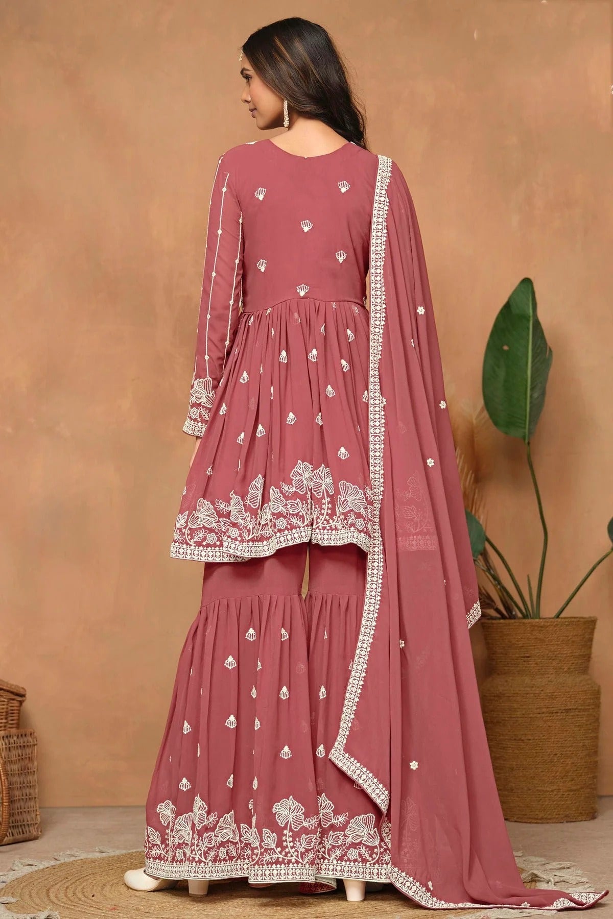 Light Brown Colour Faux Georgette Sharara Suit SM1050555 A