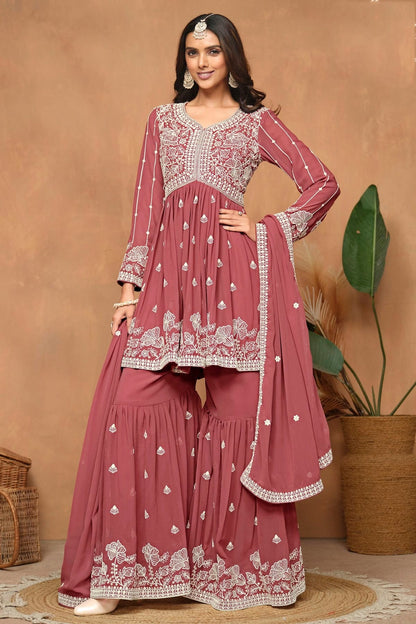 Light Brown Colour Faux Georgette Sharara Suit SM1050555