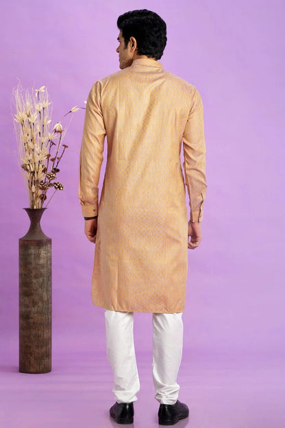 Light Brown Colour Jacquard Art Silk Plain Kurta Pajama KP1230209 B