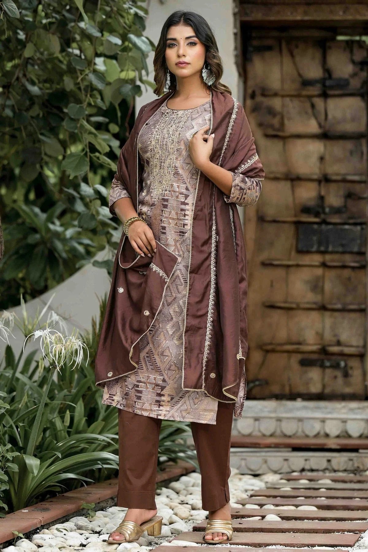 Light Brown Colour Jam Cotton Stitched Pant Style Suit SS1140732