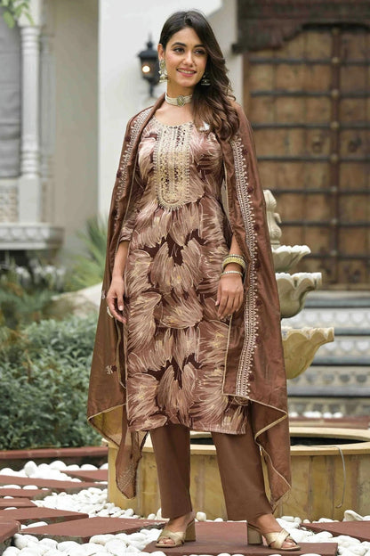 Light Brown Colour Jam Cotton Stitched Pant Style Suit SS1140735