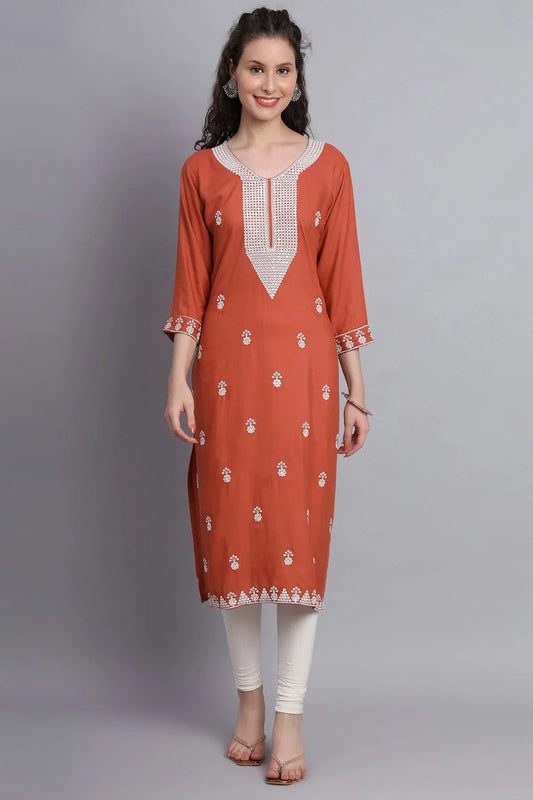 Light Brown Colour Rayon Kurti KR1111138