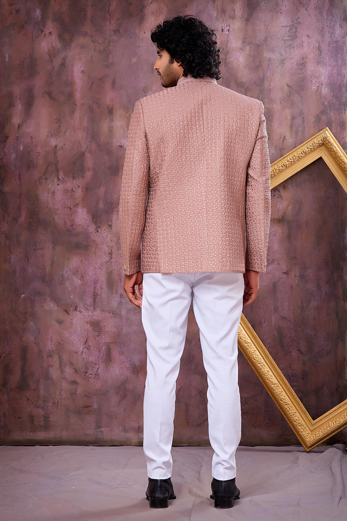 Light Brown Colour Thread Work Embroidery Art Silk Jodhpuri
