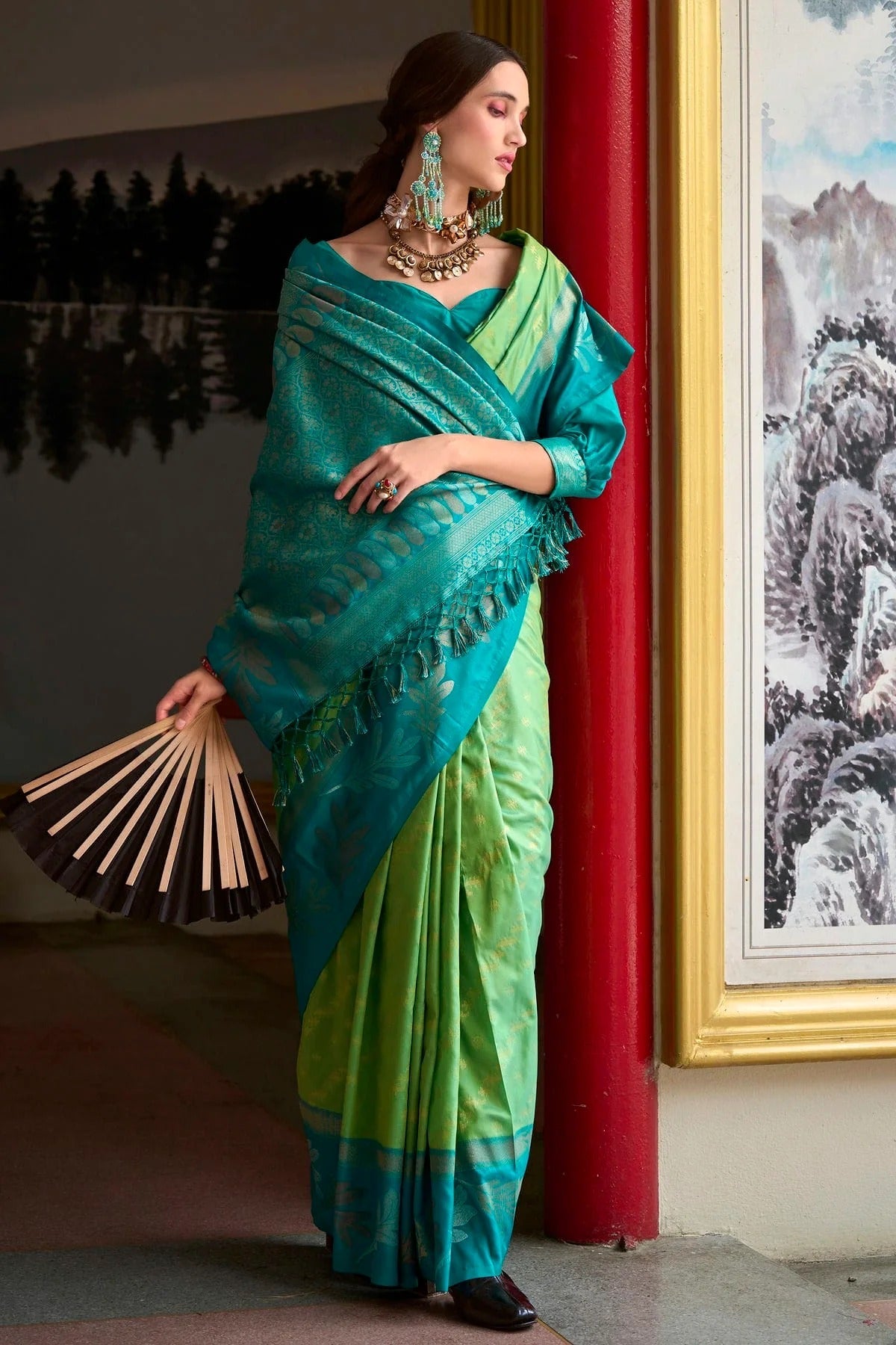 Light Green Colour Banarasi Silk Traditional Saree SD1290196 A