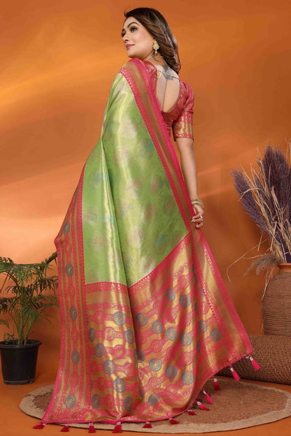 Light Green Colour Banarasi Tissue Silk Traditional Saree SD1113093 A