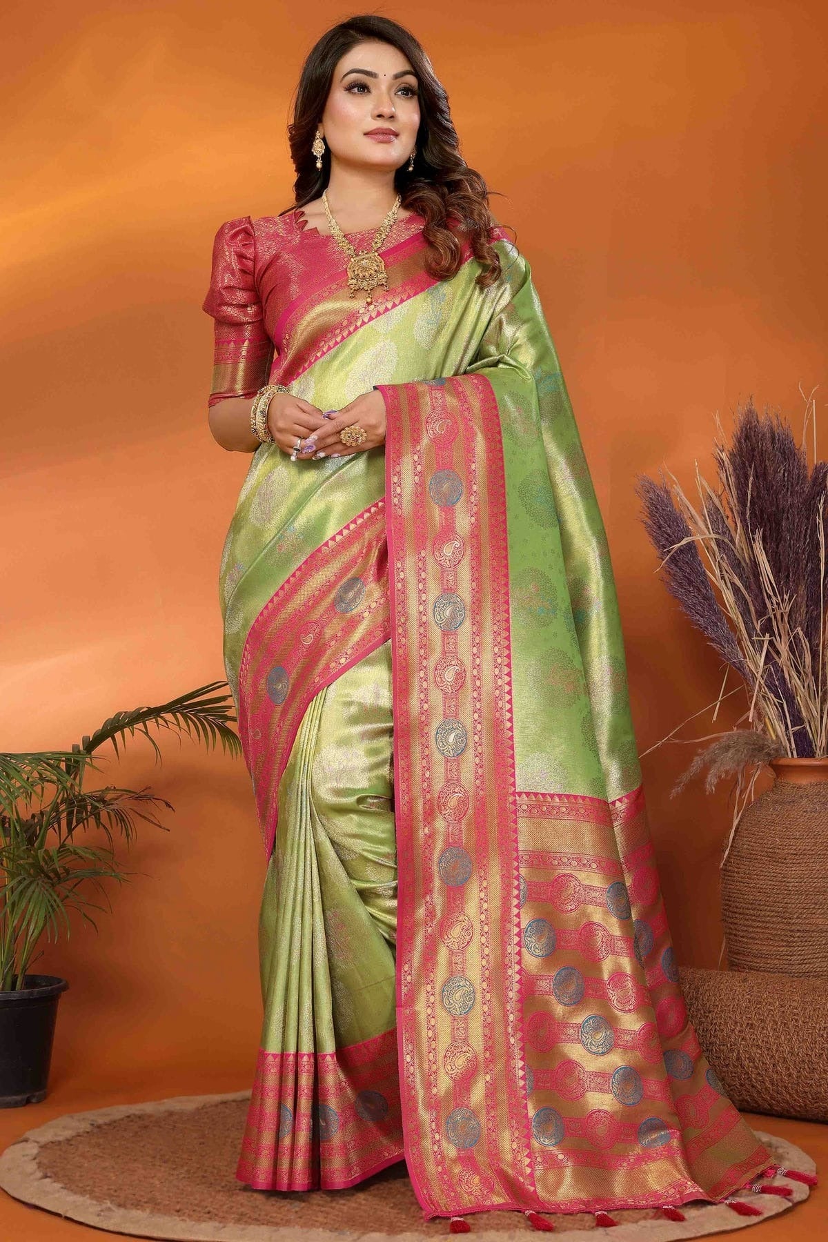 Light Green Colour Banarasi Tissue Silk Traditional Saree SD1113093