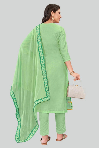 Light Green Colour Chanderi Silk Pant Style Suit SM1110593 A