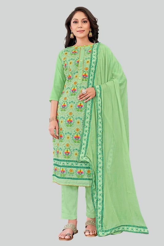 Light Green Colour Chanderi Silk Pant Style Suit SM1110593