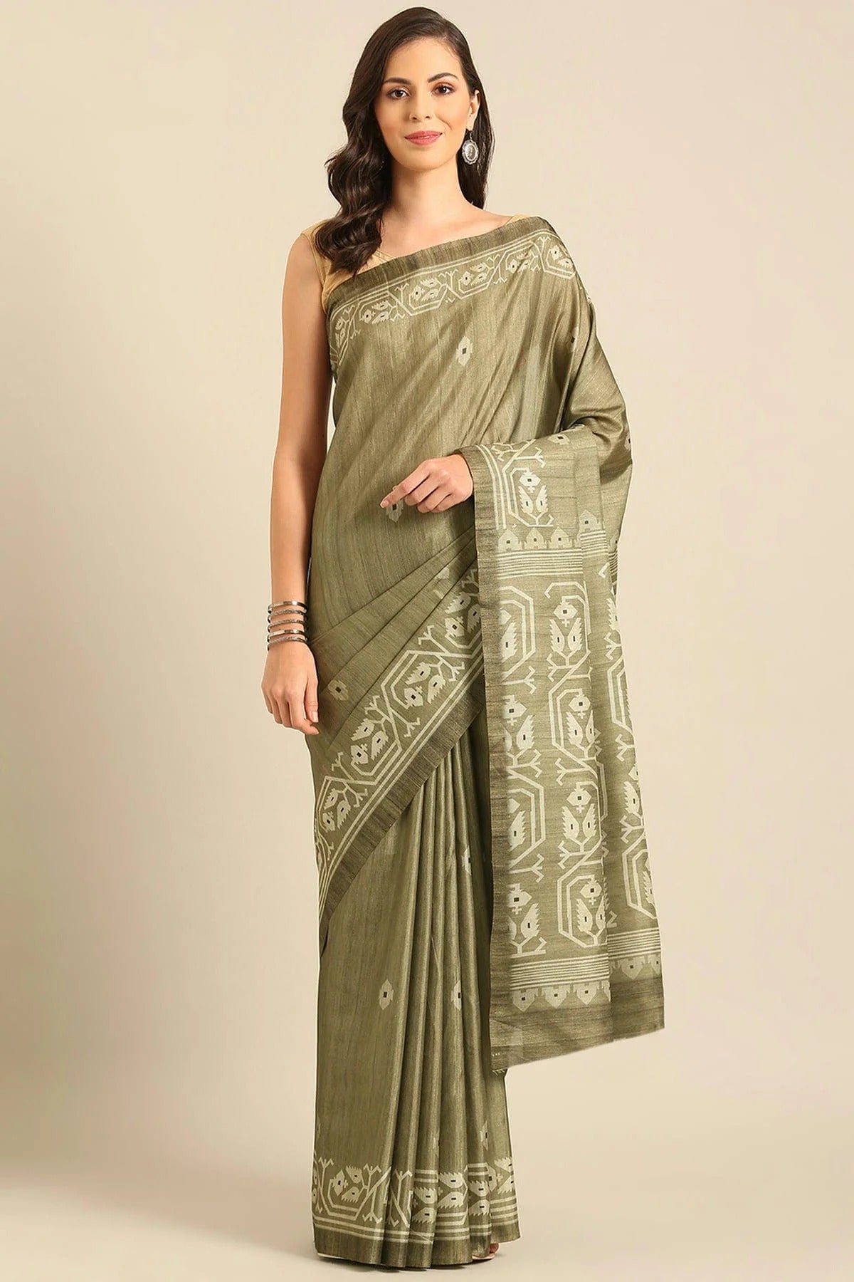 Light Green Colour Cotton Banglori Handloom Silk Saree SD1102489