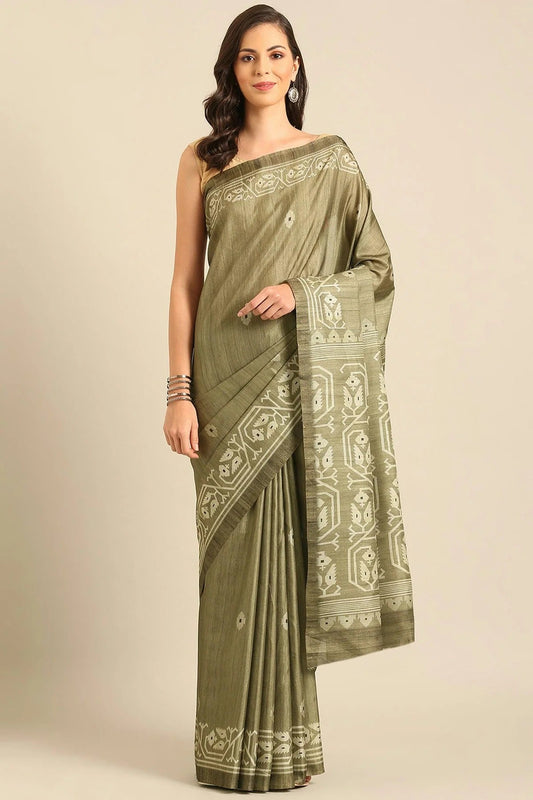 Light Green Colour Cotton Banglori Handloom Silk Saree SD1102489