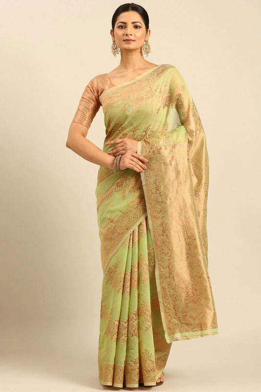 Light Green Colour Cotton Traditional Saree SD1102497
