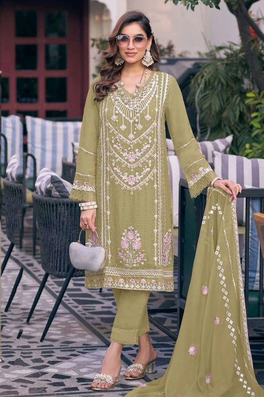 Light Green Colour Faux Georgette Pakistani Suit SM1140105