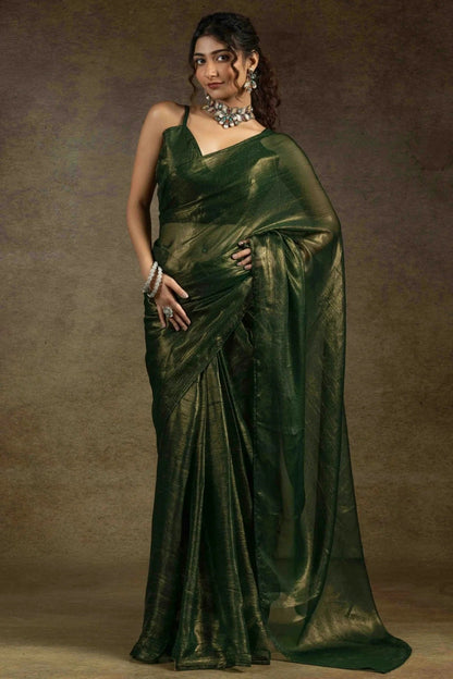 Light Green Colour Fendi Satin Ready To Wear Saree SD1122013