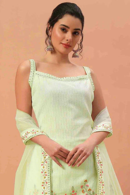 Light Green Colour Georgette Stitched Sharara Suit SS1140742 A