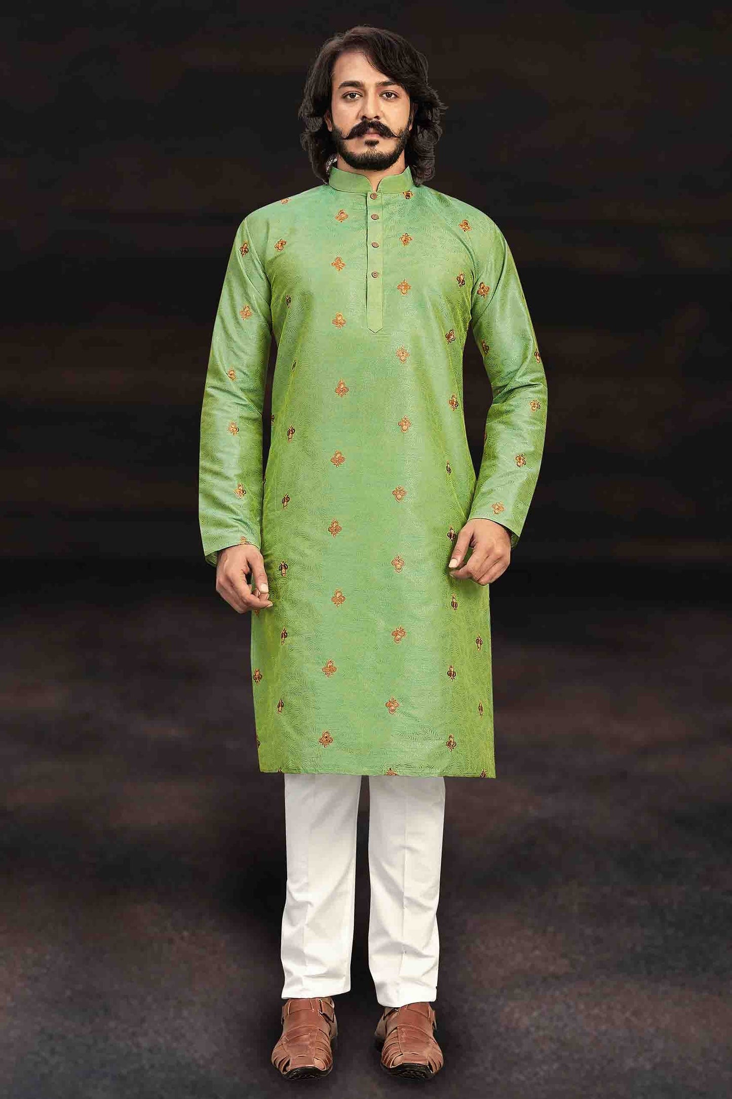 Light Green Colour Kurta Pajama In Art Silk KP1210005