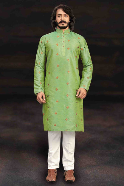 Light Green Colour Kurta Pajama In Art Silk KP1210005