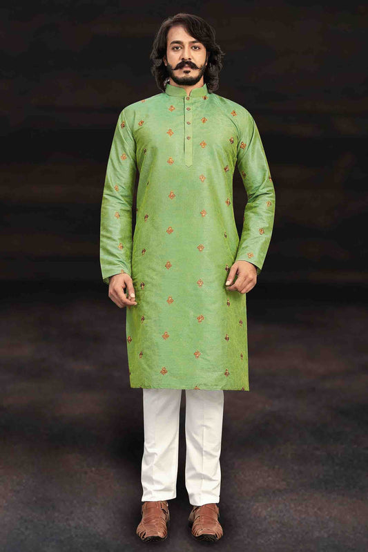Light Green Colour Kurta Pajama In Art Silk KP1210005