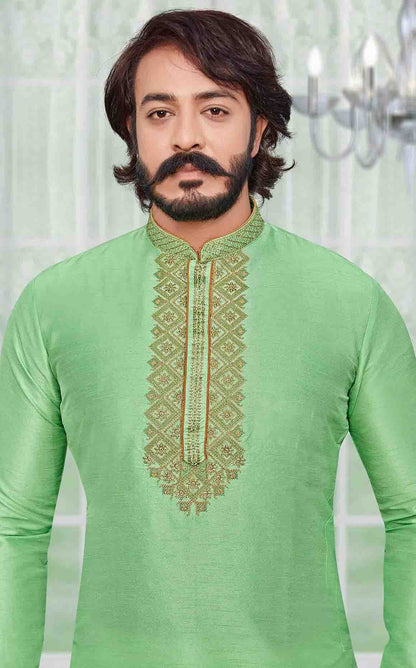 Light Green Colour Kurta Pajama In Art Silk KP1210087 A