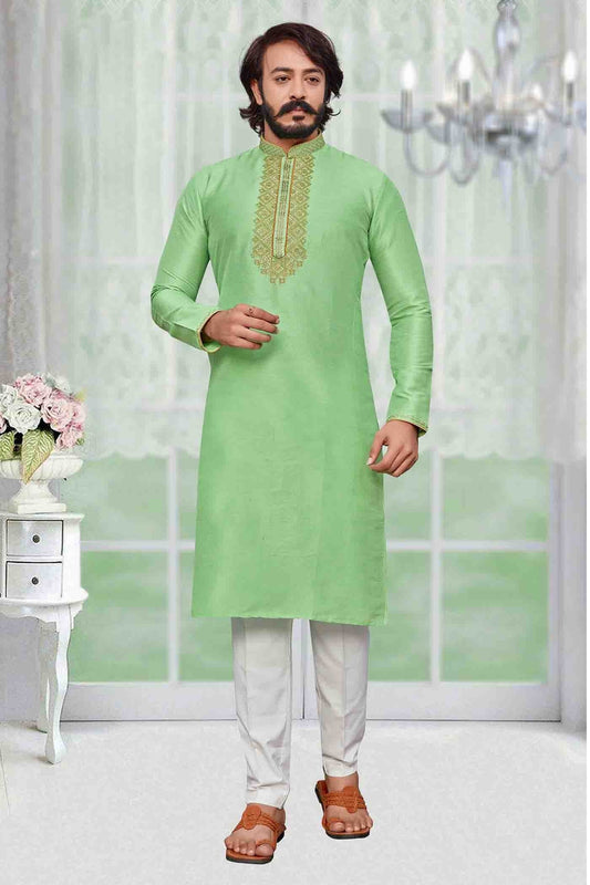 Light Green Colour Kurta Pajama In Art Silk KP1210087