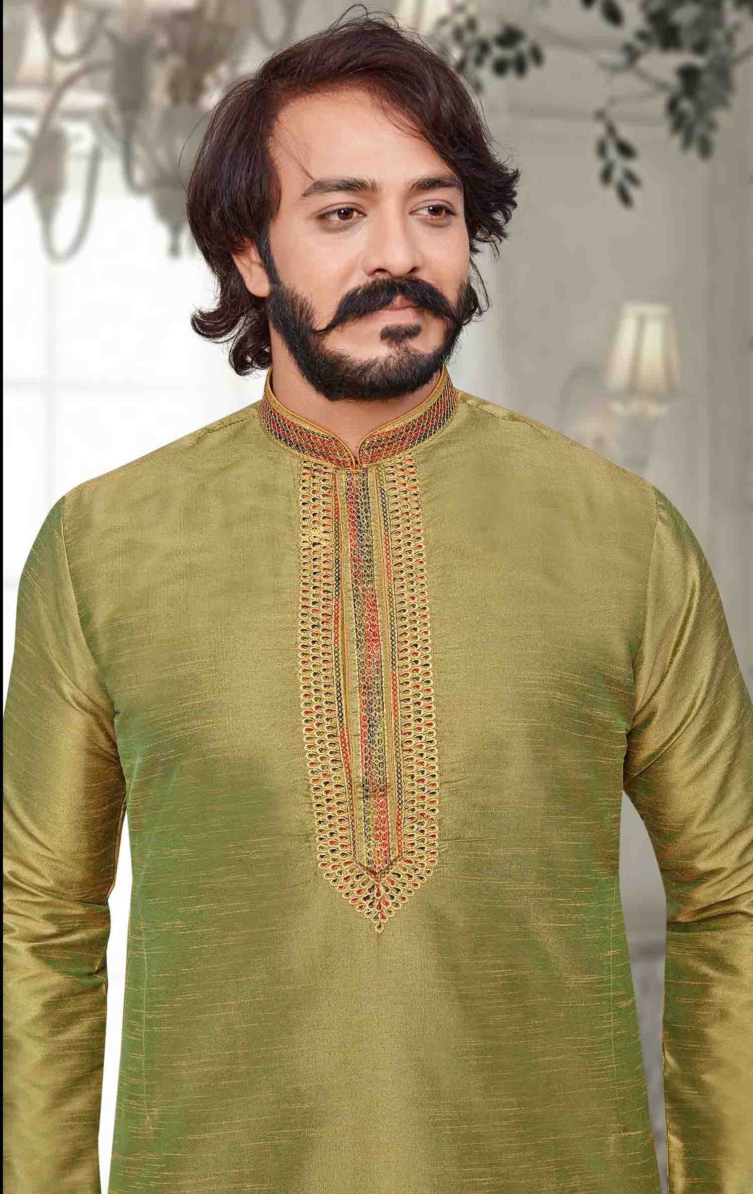 Light Green Colour Kurta Pajama In Art Silk KP1210103 A