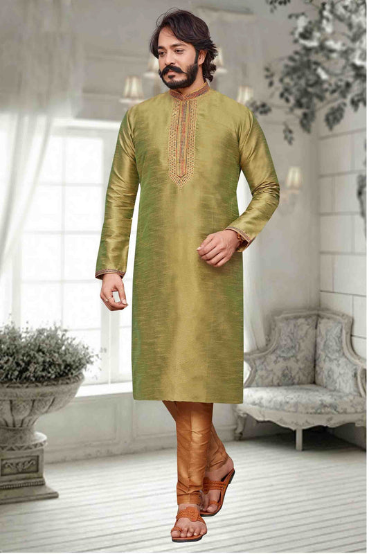 Light Green Colour Kurta Pajama In Art Silk KP1210103