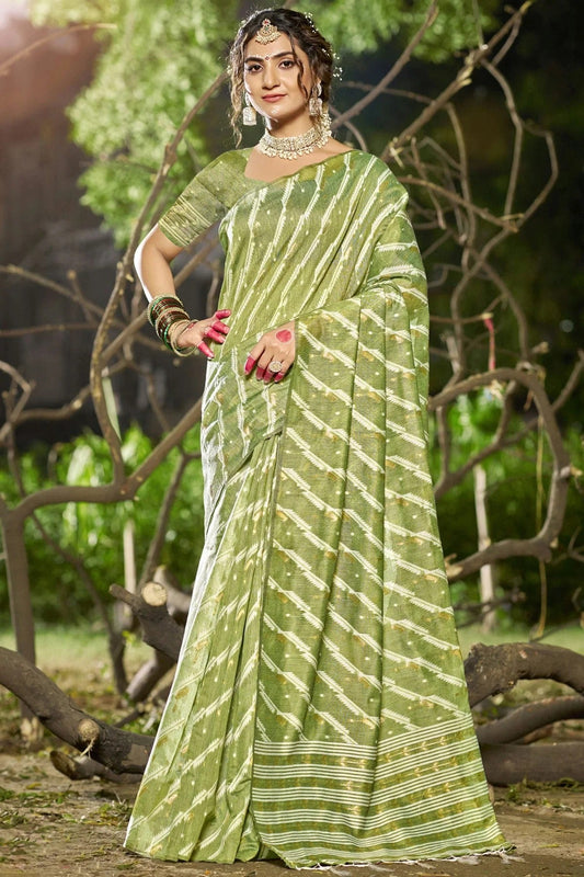 Light Green Colour Linen Cotton Woven Work Traditional Saree SD1102822