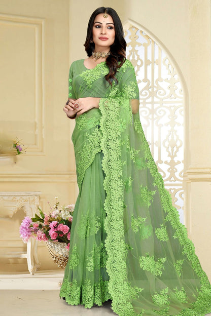 Light Green Colour Net Saree SD1090817